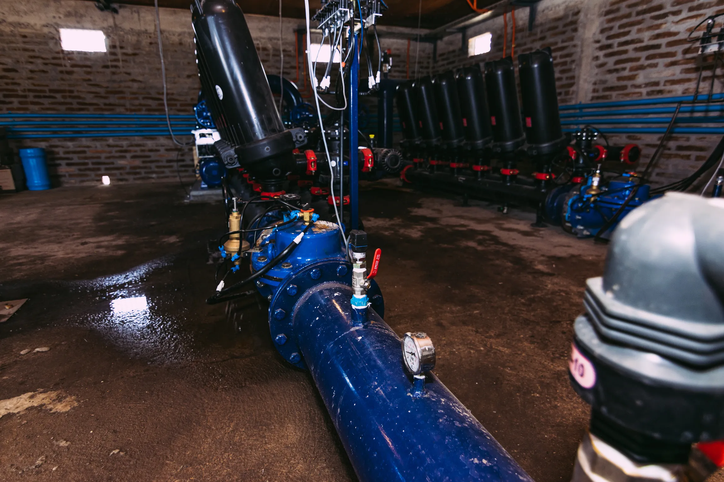 Intelligent water pump system using sensor-based control and automation via smart irrigation software.
